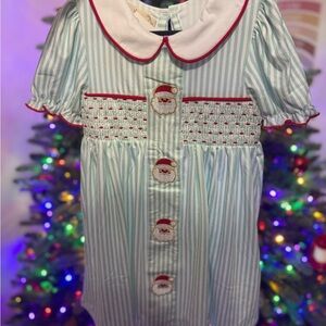 Festive Santa Kids Dress with Stripes